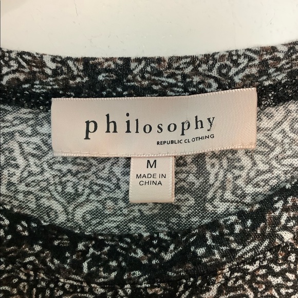 Philosophy M Medium 8 - 10 Crewneck Shirt Black Pattern Long Sleeve Lightweight - Picture 6 of 7